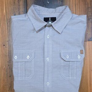 Men's Jeans by Buffalo Button Down Shirt/ Short Sleeve Light Grey Size Medium